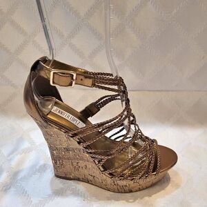 Y2K Jennifer Lopez Metallic Wedge Sandals